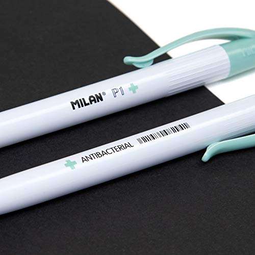 MILAN Blíster 1 bolígrafo P1 tinta azul Tratado con vidrio de fosfato de plata con efecto antibacteriano.