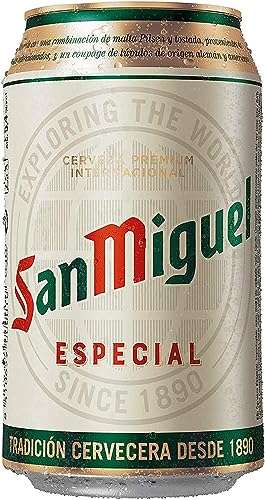 San Miguel Especial Lager, Cerveza Premium. Pack 24 Latas x 33cl + REEMBOLSO 3'80€ para otra compra [Total 8'18€. Unidad 0'34€]