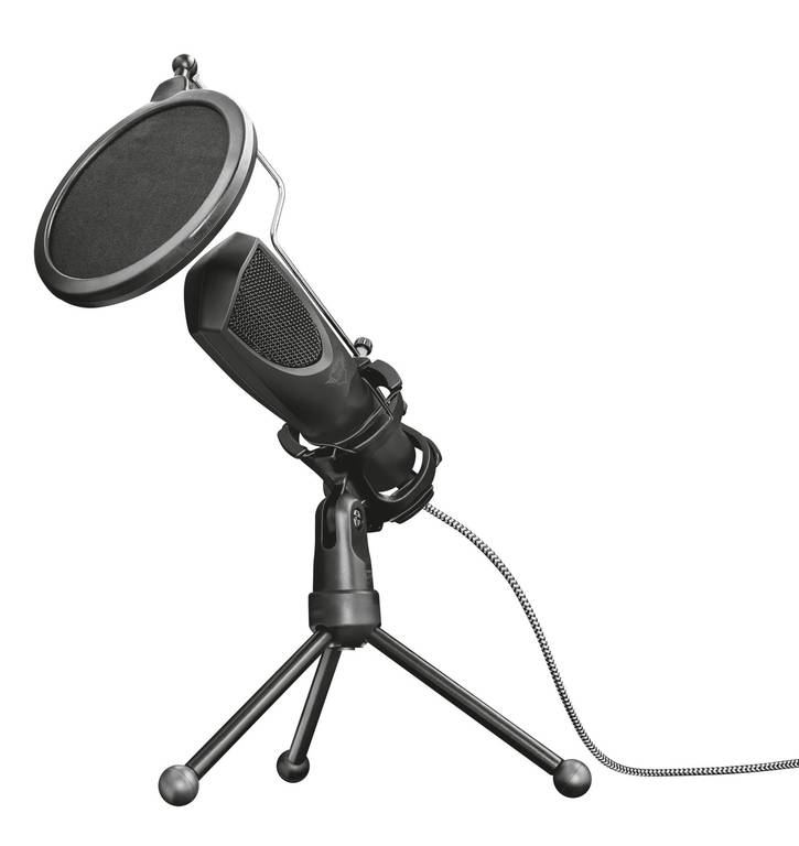 GXTrust Mantis Micrófono USB con Trípode y Filtro Pop, Negro | Micro para Streaming, Grabar,