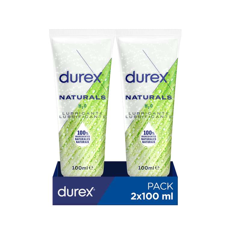 Durex Naturals Lubricante a Base de Agua, 100% Natural sin Fragancia, Colorantes ni Agentes Irritantes – 100 ml x 2 Unidad