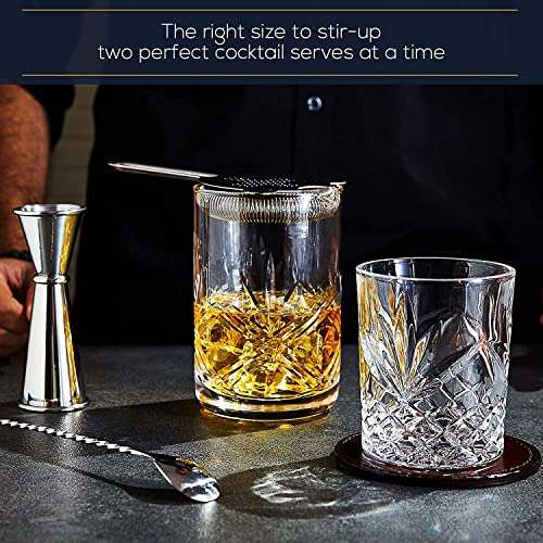 Juego clásico vasos para mezclar cócteles, sin plomo, hecho a mano, estilo Yarai, Colador Hawthorne, jigger japonés, paño pulido vidrio