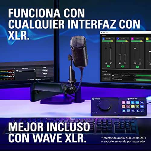 Elgato Wave DX - Micrófono XLR dinámico, patrón cardioide