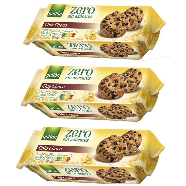 3 x Gullón Galleta Chocolate Chips Zero Sin Azúcares, 125 g [Unidad 1'18€]
