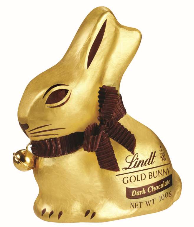 16x Lindt Conejito de Pascua Chocolate Negro 60%, Figuras de Pascua, Regalo, Cremoso y Suave, 100g