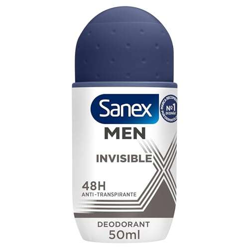 Sanex Men Dermo Invisible Desodorante Roll-On para Hombre, Pack 6 Uds x 50ml
