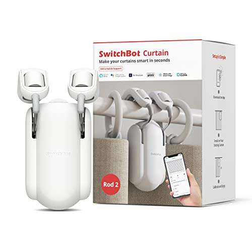 SwitchBot Curtain Smart Electric Motor - App or Timer Control, Light Sensor, Touch&Go, Use SwitchBot Hub Mini