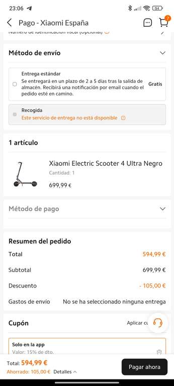 Xiaomi Electric Scooter 4 Ultra (Código del 15% desde la APP)