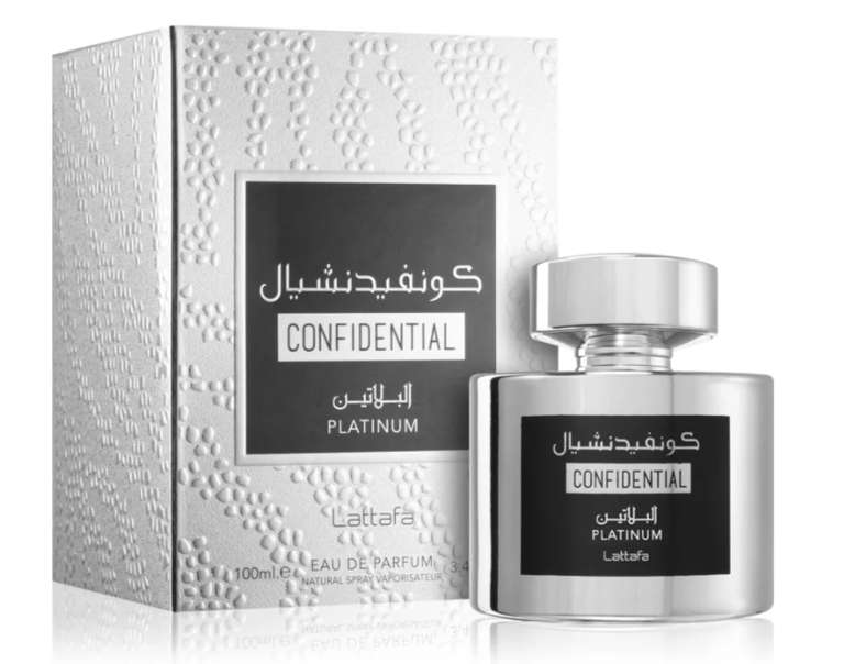 Lattafa Confidential Platinum Eau de Parfum unisex 100ml (Allure Homme Sport Chanel - Arabe)