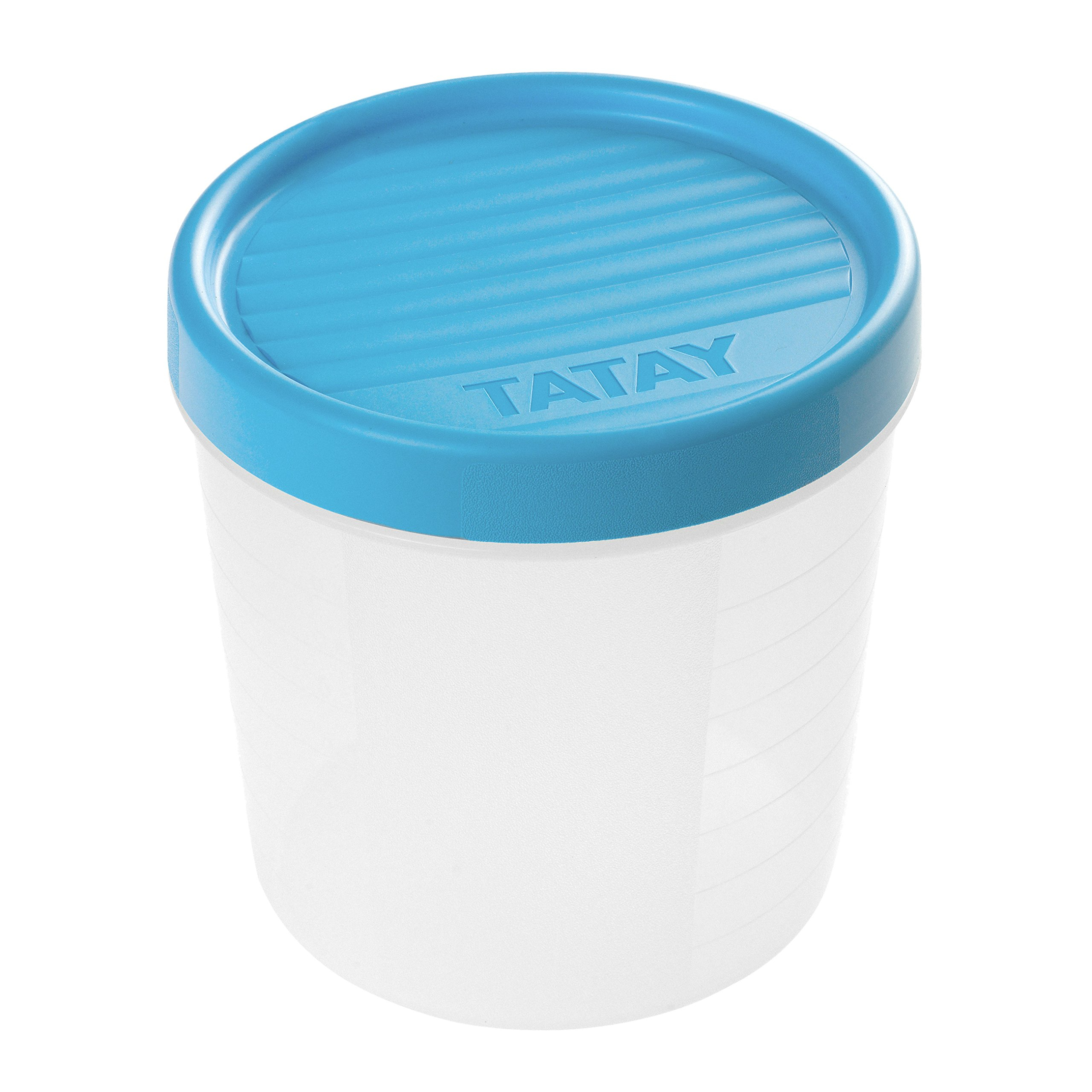 Tatay Tupper Hermético 1L Twist | Tapa de Rosca | Apto Microondas, Lavavajillas, Nevera, Congelador | Libre de BPA | Azul o blanco