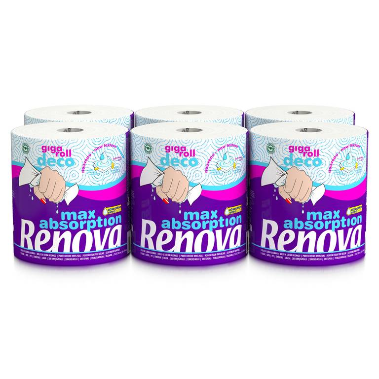 6 x RENOVA Rollo de papel cada Gigarollo equivale a 8 – Absorbente y grueso