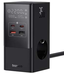 Baseus 35W USB C Regleta GaN5 - 3 Enchufes con Interruptor, 3 AC + 2 USB-C + 2 USB-A