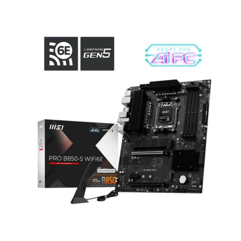 Placa Base MSI PRO B850-S WIFI6E ATX AM5 PRO DDR5 M.2 Dual LAN RGB