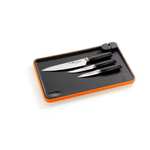 Bra - Set 3 Cuchillos + Tabla de Cortar con Afilador Efficient, 40 x 25 cm, Cocinero, Tomatero, Mondador
