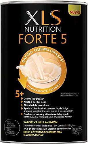 XLS MEDICAL Forte 5 Batido Quemagrasas - Ayuda a perder peso, alto nivel de proteínas, 10 batidos, sabor vainilla-limón (compra recurrente)