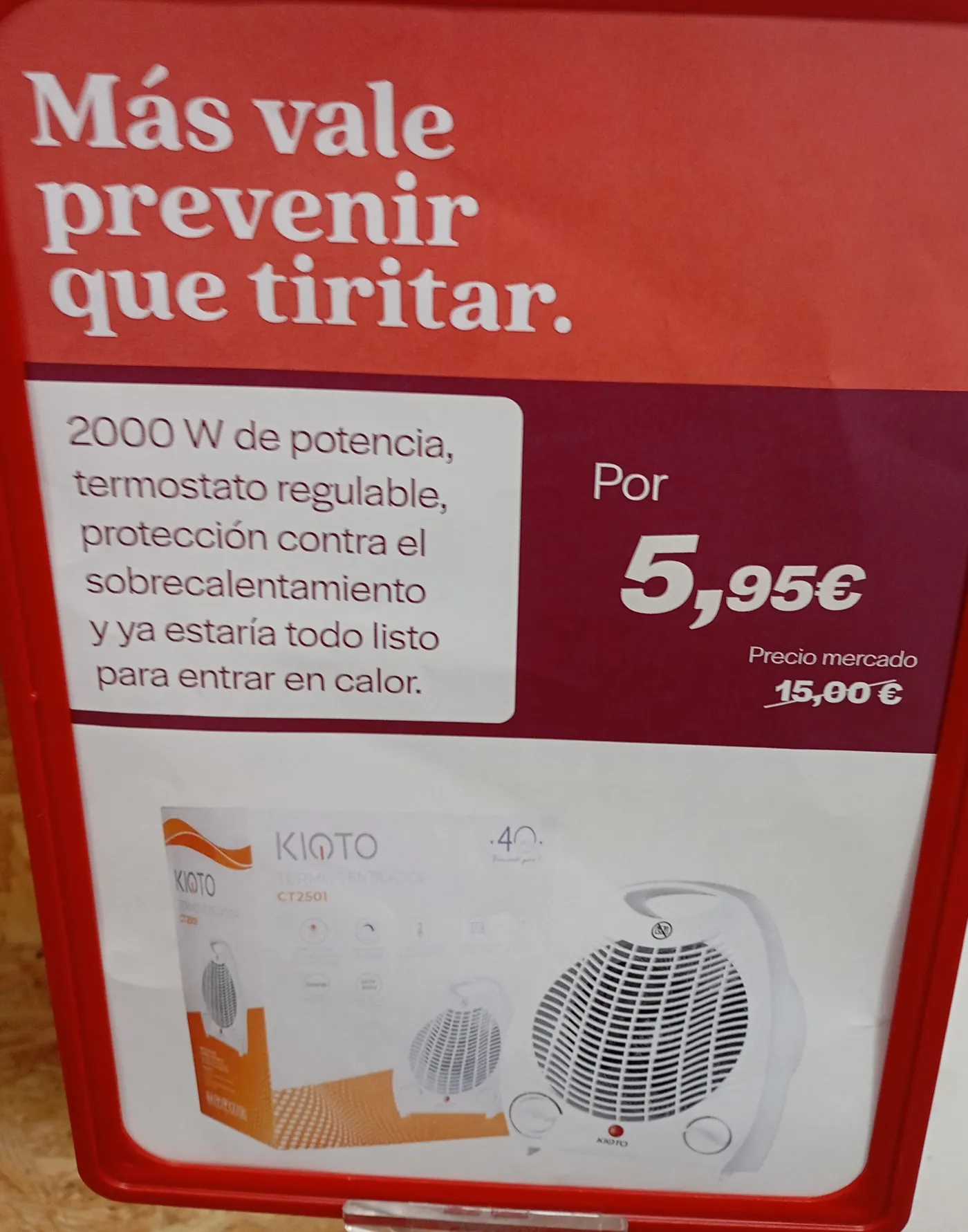 - Calefactor de 2000 W - Scrups Illescas