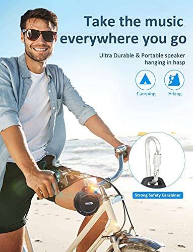 Altavoz Bluetooth, altavoz resistente al agua con，sonido HD ，altavoz para ducha con ventosa y gancho resistente, compatible con iOS, Android