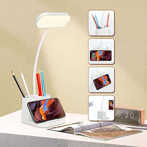 Lampara LED Escritorio , Flexo de Escritorio, La luz natural protege los ojos, Lampara led Escritorio regulable con puerto de carga USB