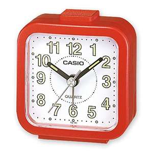 Casio TQ-141-4EF - Reloj despertador analógico, esfera blanca, color rojo