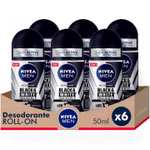 NIVEA MEN Pack ahorro - Black & White Invisible Original Roll on Desodorante para hombre 50ml x 6 unidades