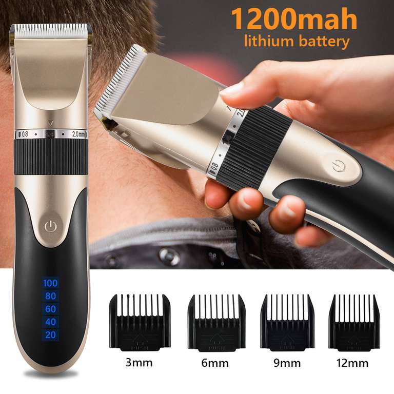 Cortadora de pelo profesional para hombres, máquina de corte de barba, recargable, cuchilla de cerámica, bajo ruido, para adultos y niños