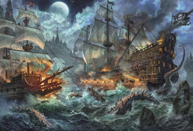 Clementoni 6000 Piezas Paisaje, Barco mar, Las Batallas de los Piratas,