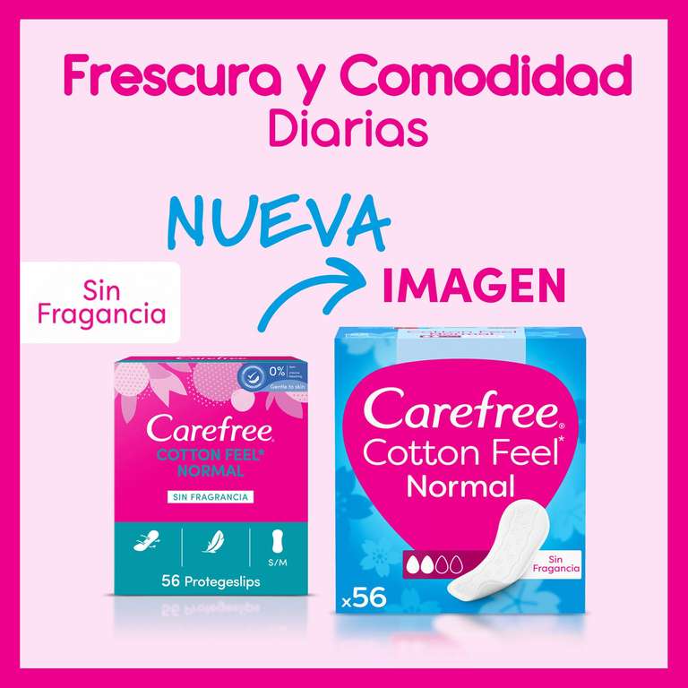 2x Carefree Algodón Normales - Protegeslips sin perfume, flexible y ultrafino, 2x 56 unidades. 1'43€/und