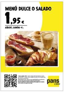 Desayuno Con Tostada,Croissant o Donuts + Cafe o Infusión por 1.95 euros en Pans&Company