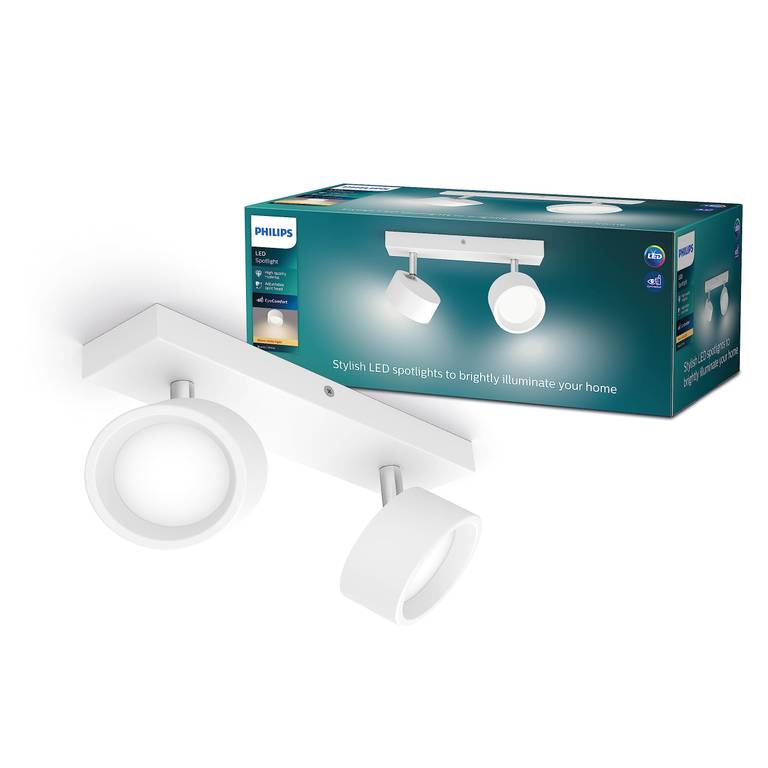 Philips Barra de Iluminación Bracia, con 2 Focos, 5.5W, 550 lm Luz Blanca Cálida 2700k,