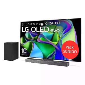 TV LG OLED evo 4K de 77'' C34 OLED77C34LA + Barra de Sonido SC9S P.V.P 799€ + Monitor 27" IPS + Cámara WebCam [Mismo Pack con C35 por 2261€]