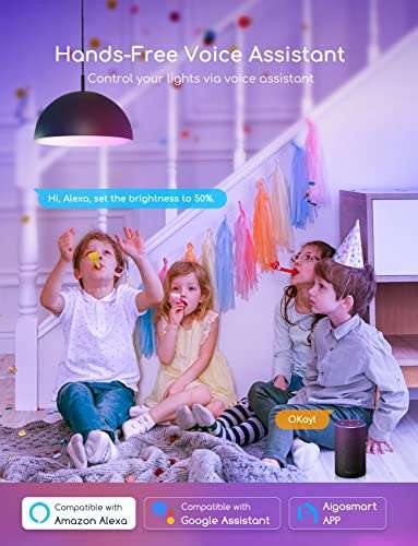 Bombilla Inteligente E14 LED Aigostar Wifi RGB compatible con Alexa y Google Home (Pack 6, 19,49€)