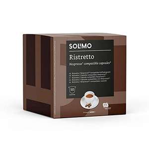 Marca Amazon - Solimo Cápsulas de café Ristretto compatibles con Nespresso, 100 cápsulas (2 x 50)