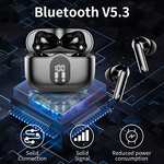 Auriculares Inalámbricos Bluetooth 5.3 con HD Micrófono HiFi Estéreo Pantalla LED, Reducción de Ruido, 13 mm Controlador dinámico.