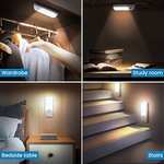Lámpara Nocturna Recargable con Sensor Movimiento (2 PCs con 24 LED), Luces LED Armario con 3 Modos, Luz Cálida para Armario