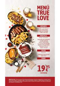 Menú True American Love San Valentín para 2 personas por 19,95€