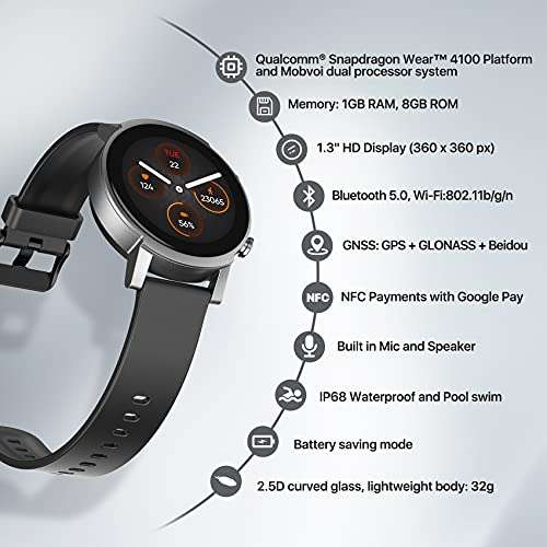 Ticwatch E3 Smartwatch para Hombres Wear OS