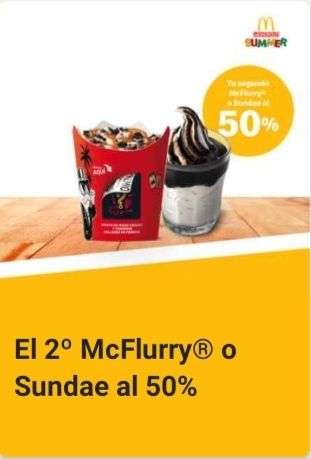 2° Mcflurry o Sundae al 50%