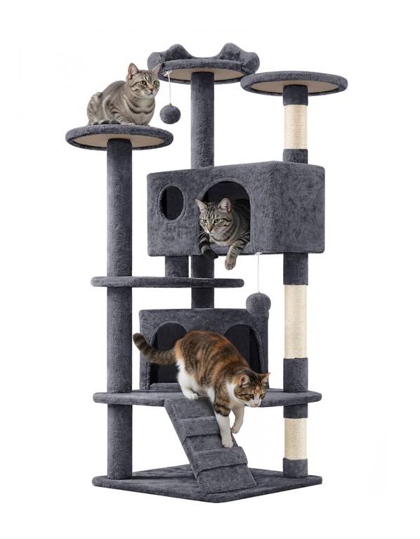 Árbol rascador para gatos de 139 cm con 3 plataformas y 2 nidos