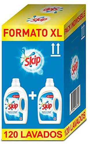 Skip Active Clean Detergente Líquido para Lavadora - Paquete de 2 x 60 lavados - Total: 120 lavados (compra recurrente)