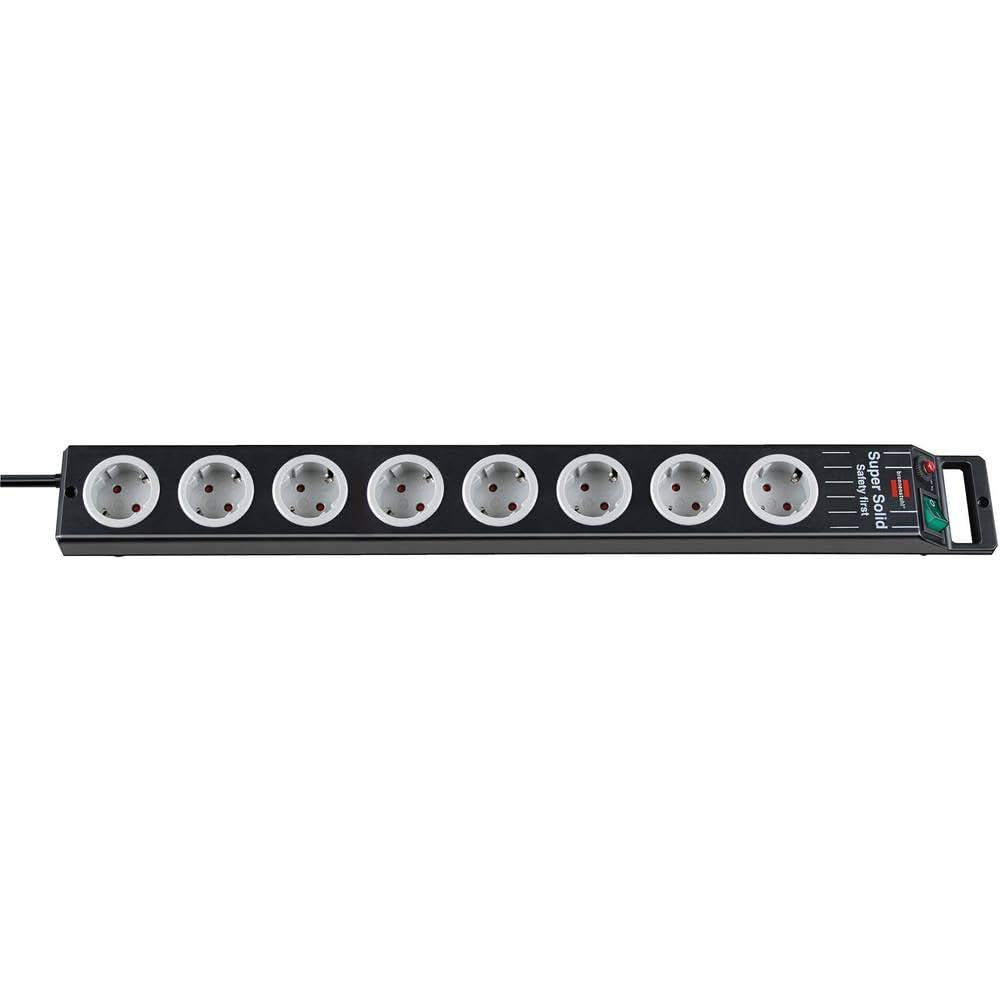 Brennenstuhl Super-Solid regleta enchufes con 8 Tomas de Corriente y Carcasa Estable de policarbonato - Cable de 2,5 m - Negro/Gris