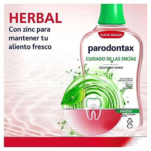 Parodontax, enjuague bucal, Cuidado Diario de las Encías, Frescor Intenso, 0% alcohol, pack de 2x500 ml