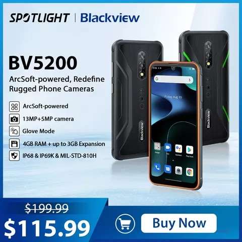 Blackview-teléfono BV5200 ProAndroid 12, 4GB RAM, 64GB rom, c5180mAh