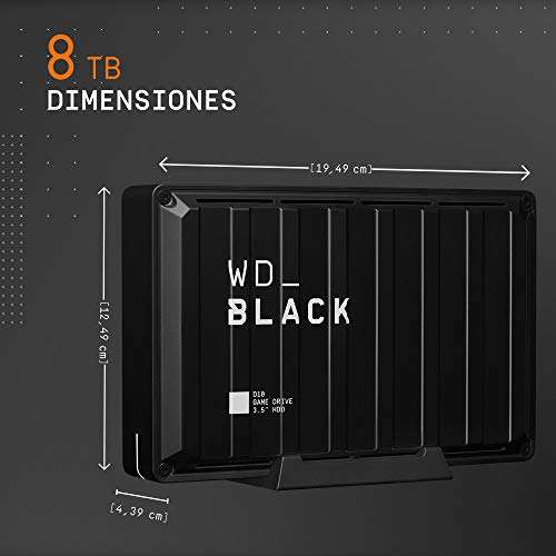 Disco Duro Externo WD_BLACK 8TB D10 HDD USB 3.2 Gen 1