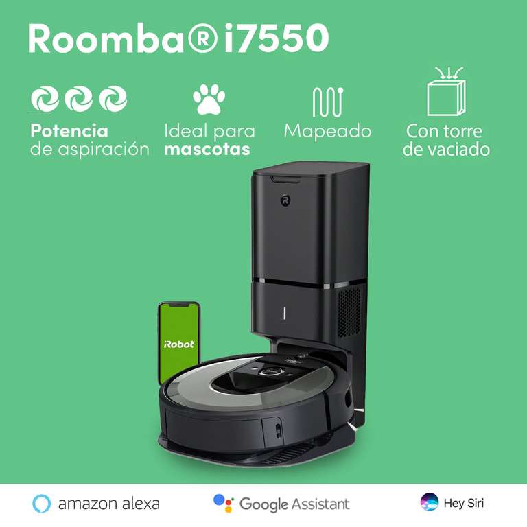 Robot aspirador Roomba I7+ con conexión Wi-Fi y vaciado automático