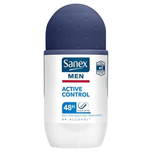 Sanex Men Active Control, Desodorante Hombre, Roll-on, Pack 6 Uds x 50 ml [1'59€/ud]