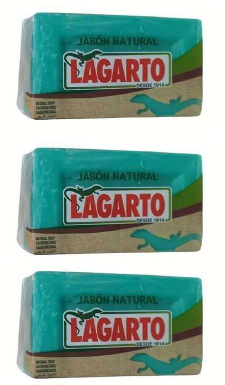 3x LAGARTO pastilla de JABON natural Verde 250 gr