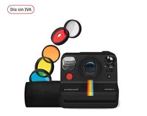 Cámara instantánea - Polaroid Now+ 2ª Generation, Enfoque automático, Montura trípode, Kit lentes colores, Negro