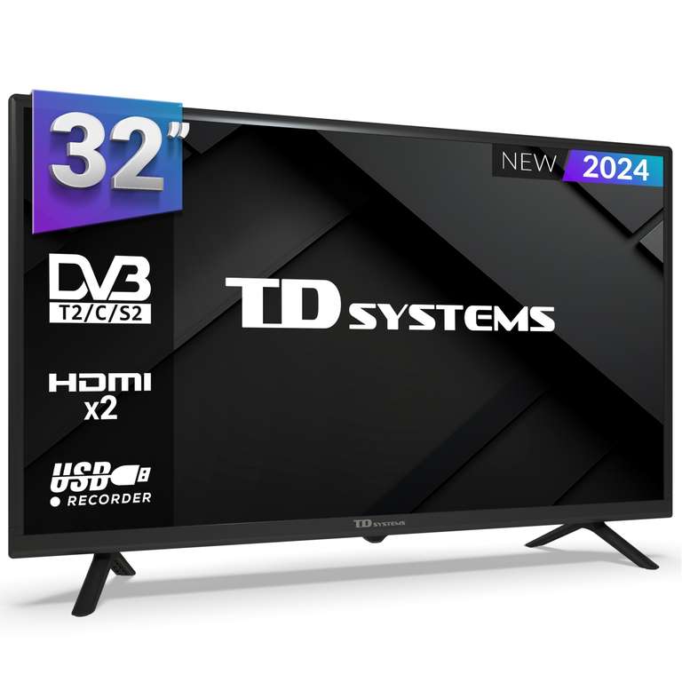 Televisor 32 Pulgadas HD, USB Grabador reproductor, Sintonizador digital DVB-T2/C/S2 - TD Systems K32DLC19H [81,95€ NUEVO USUARIO]