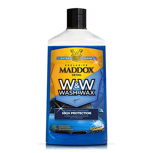 Maddox Detail – Wash & Wax - Champu Coche Altamente Concentrado que Limpia, Desengrasa en Profundidad, Abrillanta y Protege. 500 ml