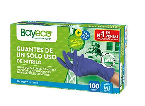 Bayeco - Guantes de un solo uso de Nitrilo - 100 unidades.