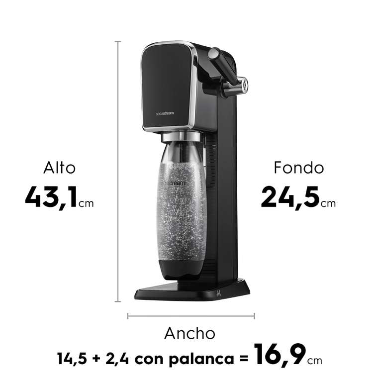 SodaStream Terra Pack - Máquina Gasificadora de Agua Color Negro, Incluye 1  Botella Fuse de 1L 2